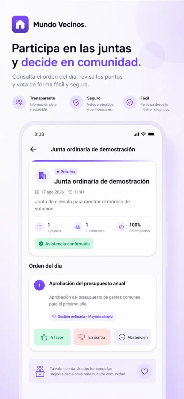 Captura de la app Mundo Vecinos
