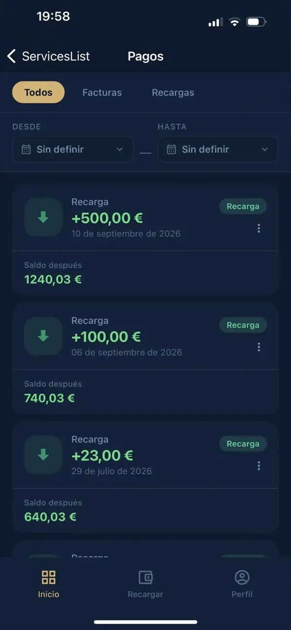 Captura de la app MyOfiHome