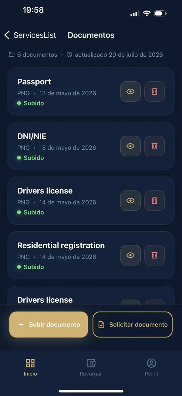 Captura de la app MyOfiHome