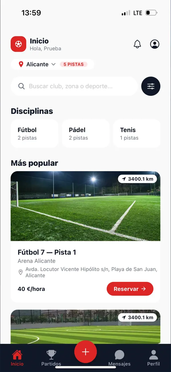 App Olimpus: reserva de pistas deportivas